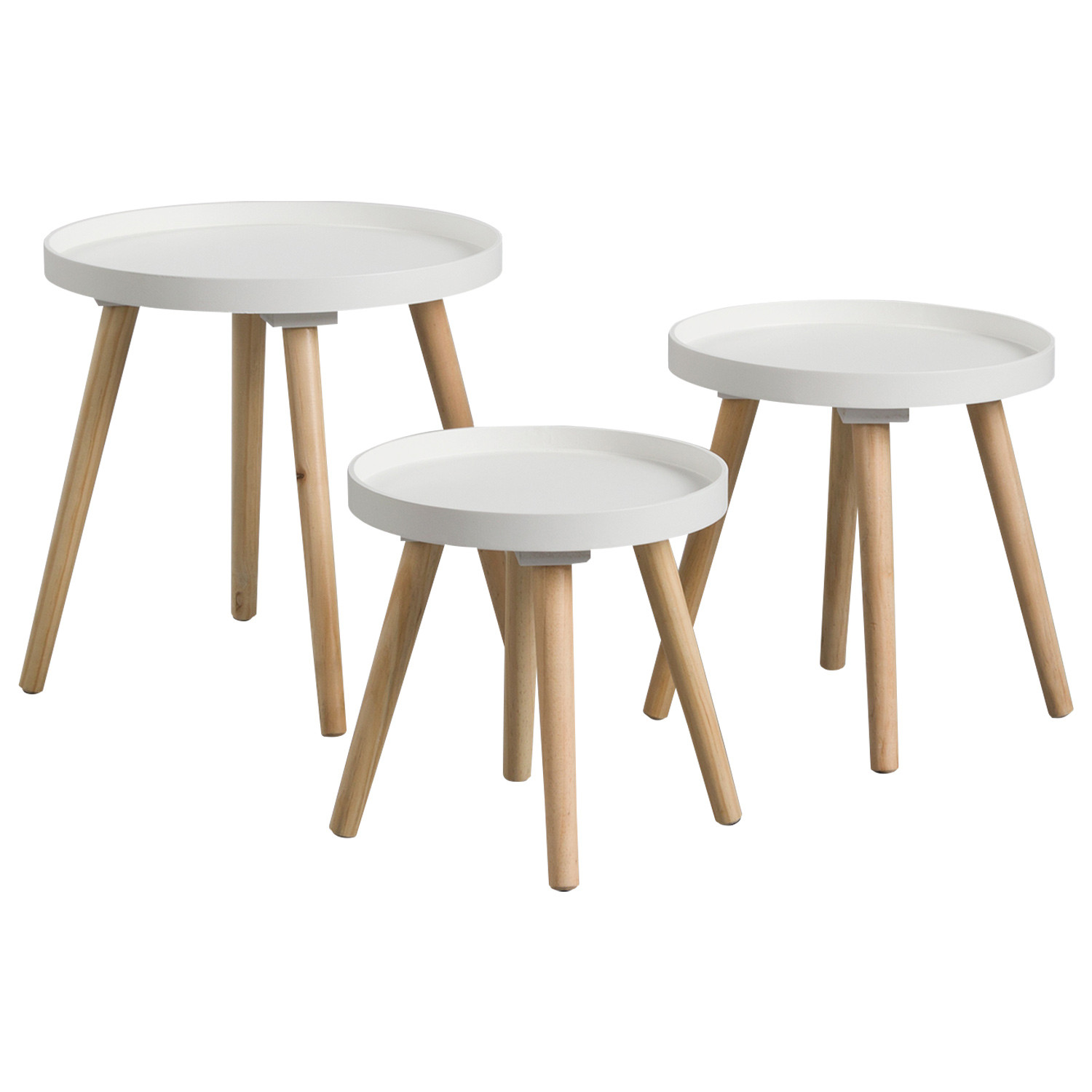 Set 3 Mesitas Auxiliares Redondas Thinia Home Mesitas de Noche y Auxiliares 8
